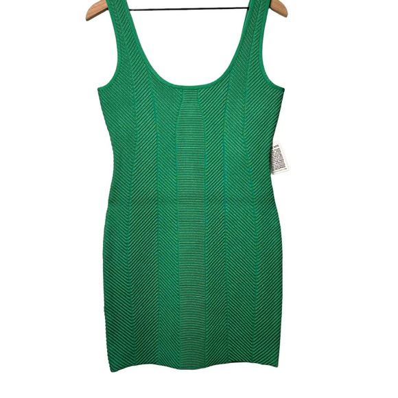 Herve Leger Ottoman Scoop Neck Juniper Green Mini Dress - Picture 2 of 13